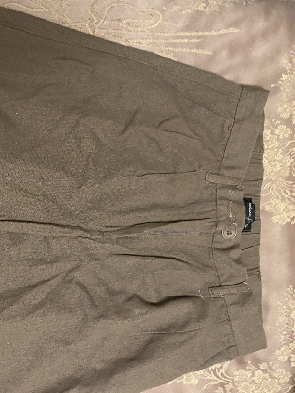 brown linen wide leg dress pants